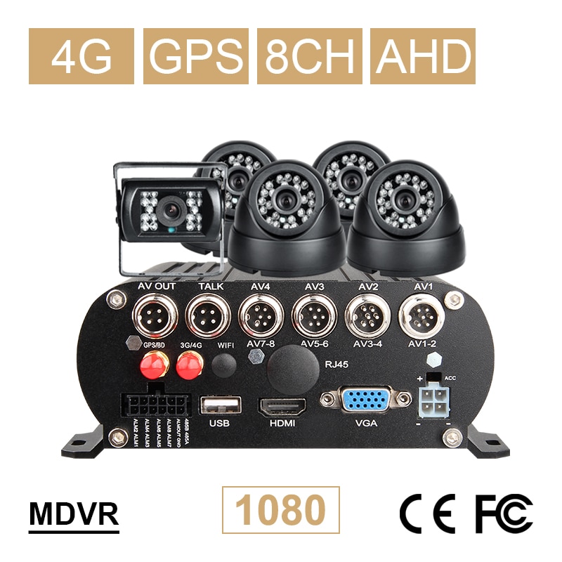 4PCS  Dom + 1    8CH 4G Lte Ʈũ GPS  AHD 1080N  2 ׶Ʈ 256G sd HD  ̵ ִ Dvr 